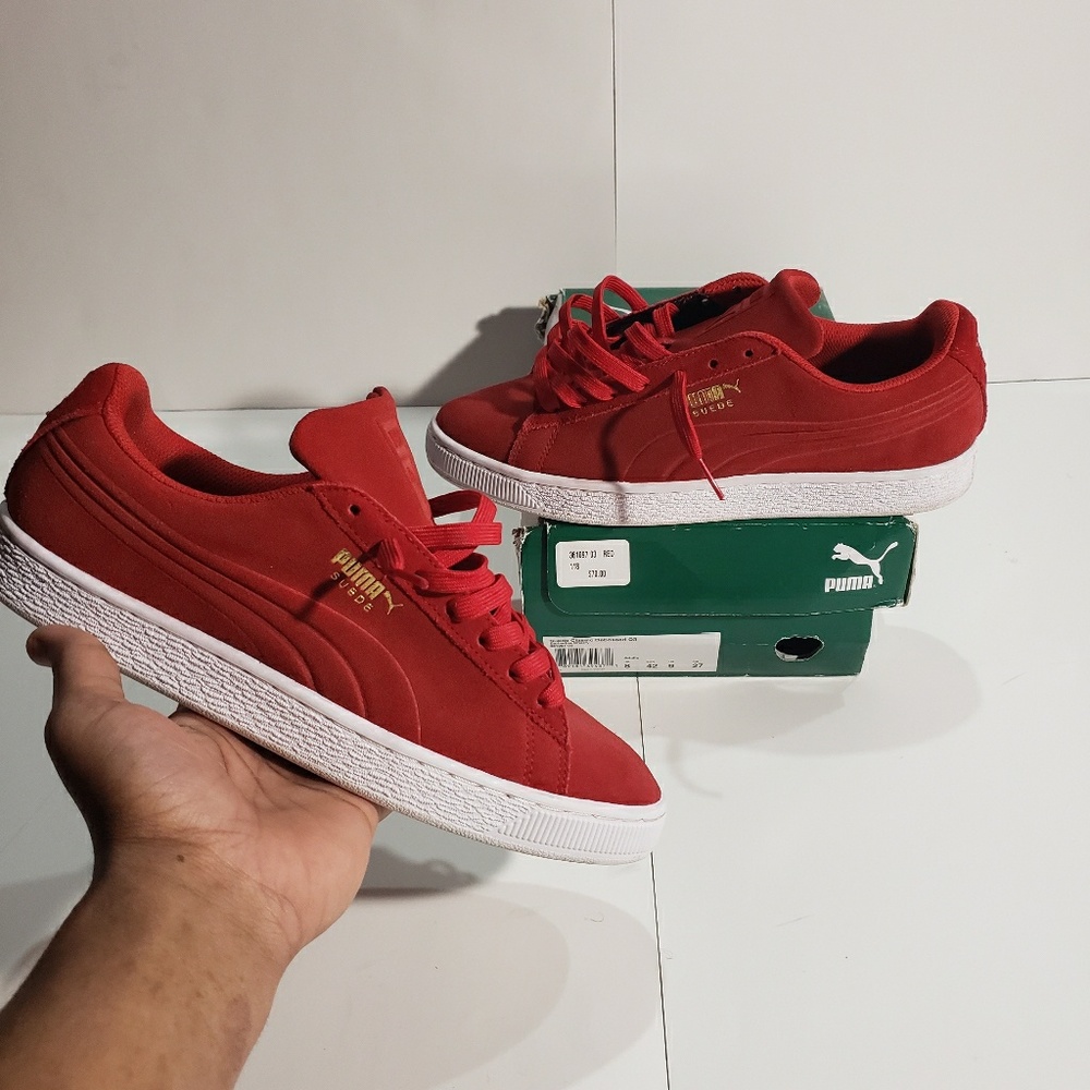 Red cherry suede puma classics